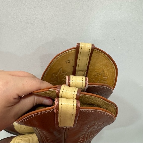 Tony Lama Vintage Cowboy Boots Women’s 6.5 Tan Brown Leather - Picture 8 of 11